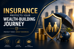 Insurance protecting wealth, investments, and family financial security through effective financial planning